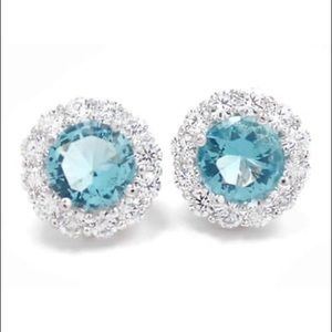 Rhodium Plated Cubic Zirconia Stud Earrings